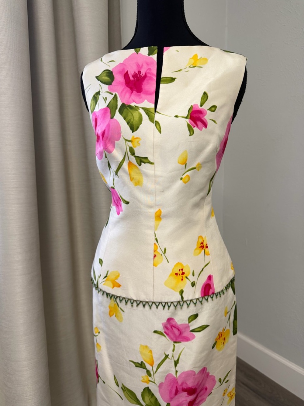 Rickie Freeman for Teri Jon Strapless Floral Dress in White, Pink & Yellow